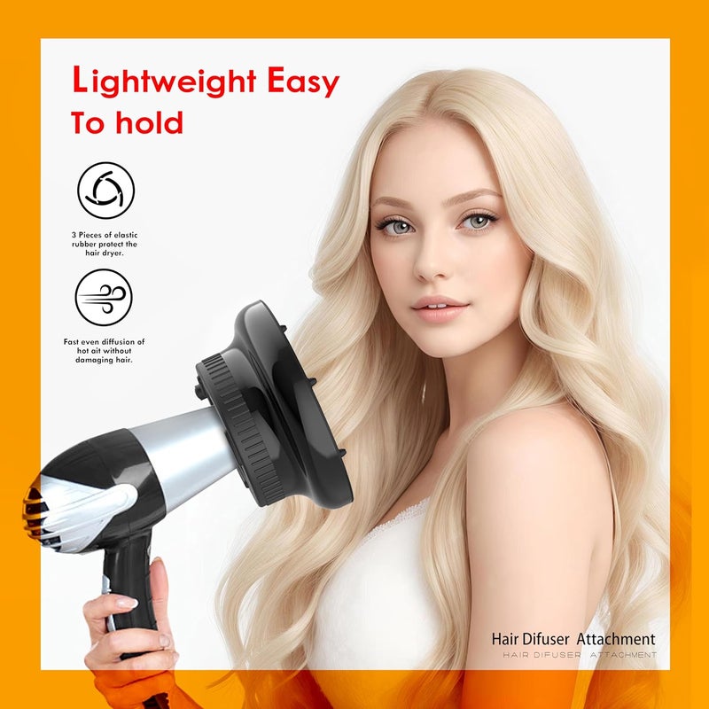 BLOLYO Hair Diffuser Attachment Universal Diffuser Hair Dryer for Curly Hair, Hair Dryer Diffuser for Blow Dry and Volumizing, Hair Diffuser for Curly Hair and Natural Wavy Hair (Black) - Image 2